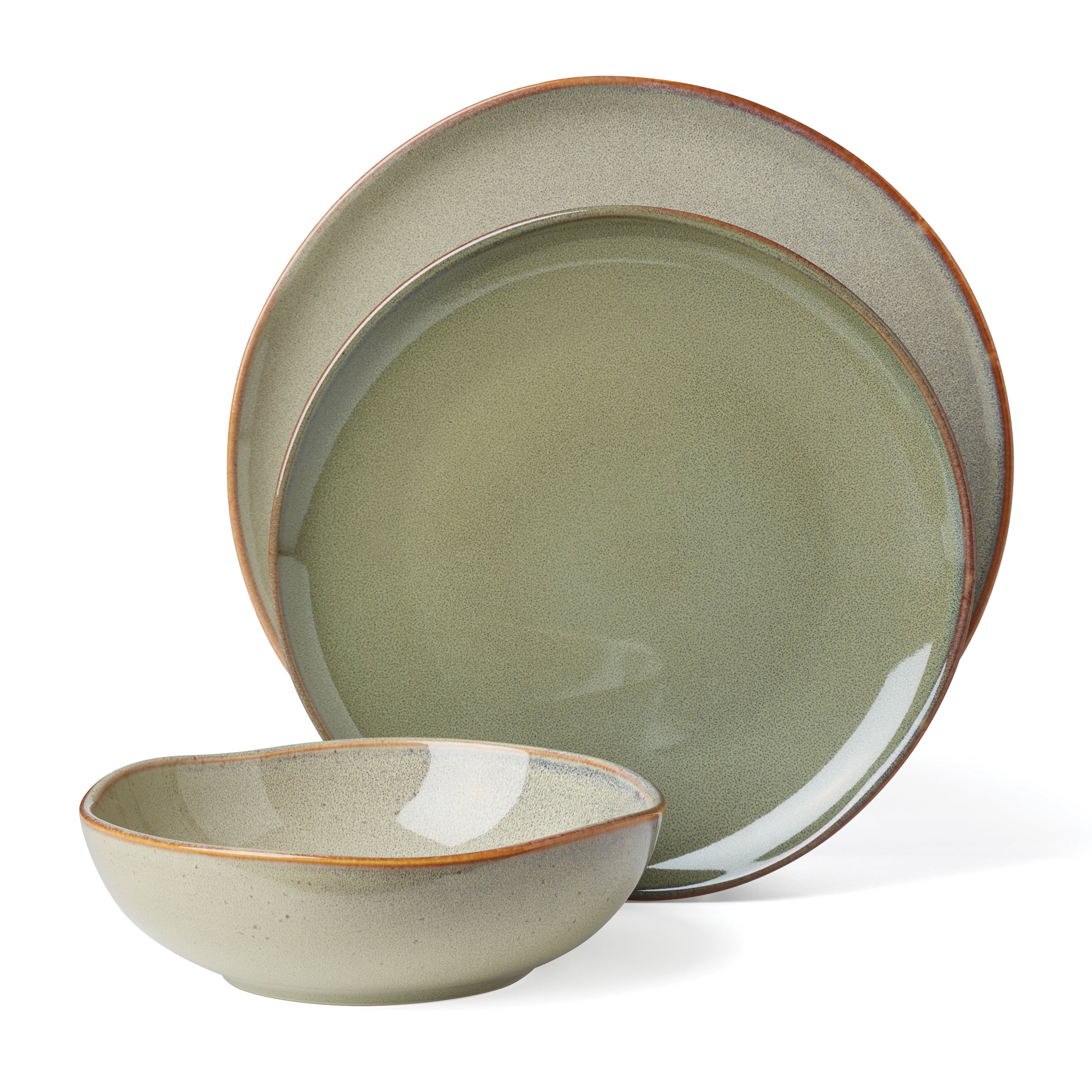 Sage Green Stoneware Dinnerware Set, 12-Piece - Image 5